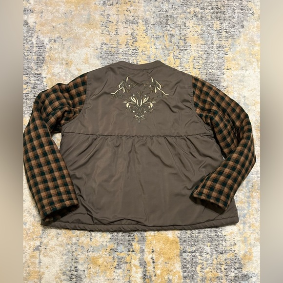 Sundance Satin Embroidered Jacket Plaid Sleeve - Picture 3 of 6